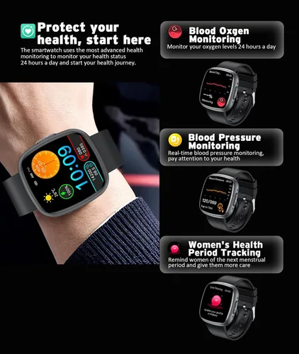 Miniatura 5 de Reloj inteligente avanzado de salud y fitness, pantalla táctil HD de 1.72 pulgadas, reloj inteligente para hombres y mujeres, más de 100 modos