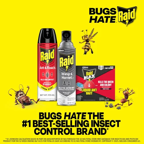 Miniatura 9 de Raid Ant & Roach Killer Spray para insectos enumerados, sigue matando durante semanas, aroma a limón, 17.5 onzas