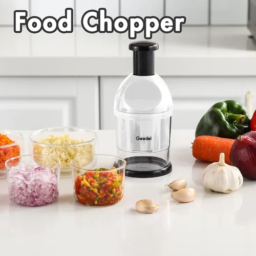 Miniatura 8 de Geedel Picador de Alimentos, Picador Manual de Verduras Fácil de Limpiar, Apto para Lavavajillas, Picador de Cebolla Manual para Vegetales, Blanco