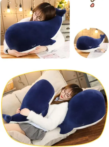 Miniatura 4 de JPORSHU Ballena azul grande de simulación suave de 10 pulgadas, muñeca delfín de la vida marina, juguete de peluche, cojín de espalda, regalo