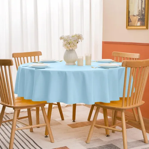 Miniatura 7 de Softalker Mantel Redondo, Impermeable y Resistente a las Manchas, Mantel de Tela Sin Arrugas, Lavable, Poliéster de 210GSM, Cubierta de Mesa