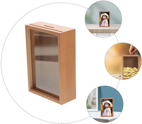 Miniatura 7 de Zerodeko Hucha para adultos, de madera, hucha para adultos, caja de fotos, caja de sombra para niñas, caja decorativa de sombra para el hogar