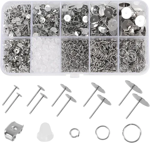 Miniatura 9 de Kit de ganchos para aretes de 5 colores, hipoalergénicos, 1000 anillos de salto, alicates de joyería, aretes de gancho de pez, aretes de bricolaje