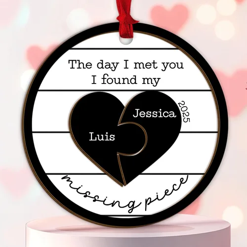 Miniatura 13 de Adorno personalizado para el primer aniversario, recuerdo romántico de corazón de cerámica con nombres y año, regalo para parejas, decoración única