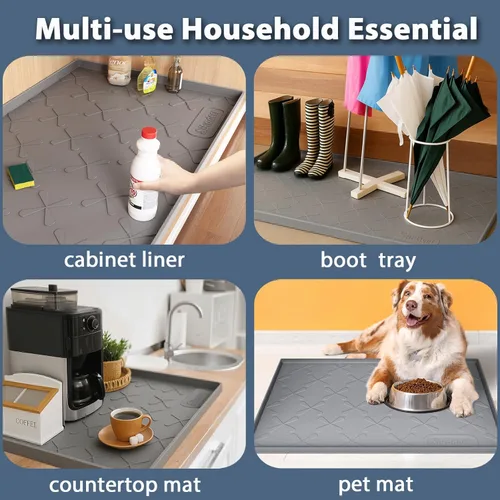 Miniatura 7 de SIKADEER Tapete impermeable de 19 x 19 pulgadas para debajo del fregadero, tapete de silicona para estante de cajones de cocina y revestimiento