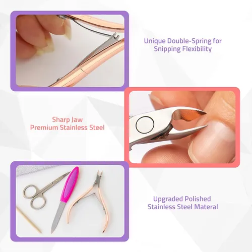 Miniatura 2 de Utopia Care Cortadora de cutículas con empujador, juego de recortadora de uñas, kit profesional de manicura y pedicura, kit de herramientas