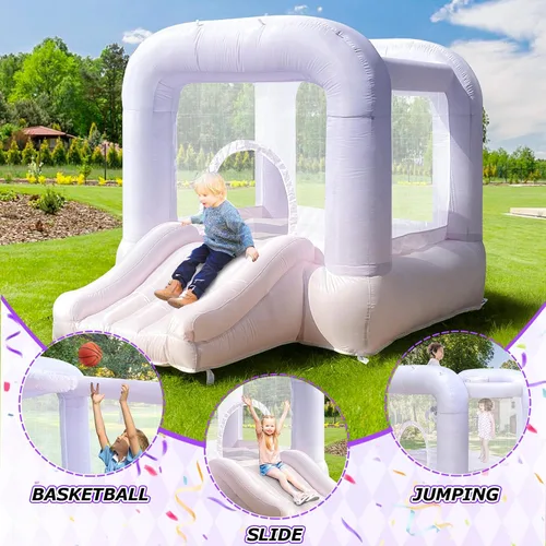 Miniatura 2 de Casa de rebote para niños pequeños de 1 a 3 años, mini casa de rebote con tobogán para interiores y exteriores, 8.33 pies de largo x 5.4 pies
