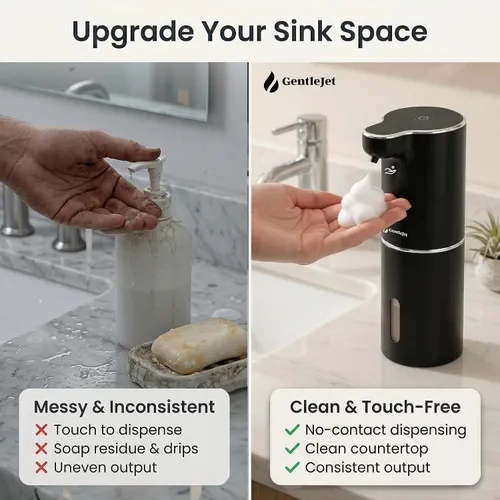 Miniatura 3 de GentleJet JetFoam - Dispensador automático de jabón de espuma, sensor sin contacto, recargable USB-C, salida ajustable, IPX5 impermeable, 10.1 fl