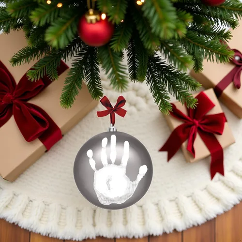 Miniatura 7 de Adorno de Bola de Huella de Mano de Bebé de Navidad, Incluye Pintura para Impresión de Bebé, Regalo de Recuerdo Navideño de Recién Nacido, Bola