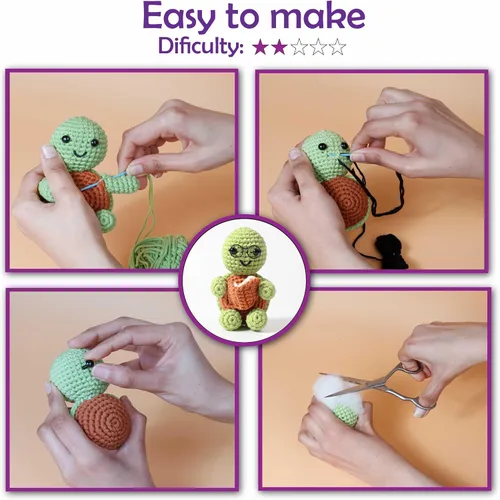 Miniatura 7 de Kit de ganchillo para aprender A-URA para principiantes niños y adultos, kits de ganchillo premium de 3 patrones de animales de gran