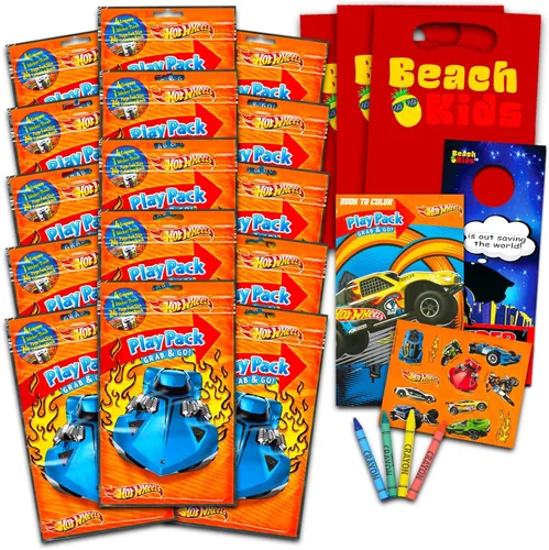 Bendon Juego de 15 paquetes de juegos para niños, divertidos recuerdos de fiesta, crayones para colorear, calcomanías y colgador de puerta y bolsas