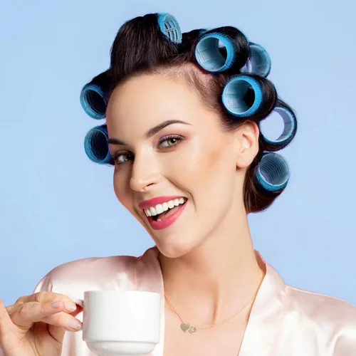 Miniatura 5 de Juego de rulos para el cabello con agarre automático, con rizadores de peluquería (grande, mediano y pequeño), peine de plástico de bolsillo