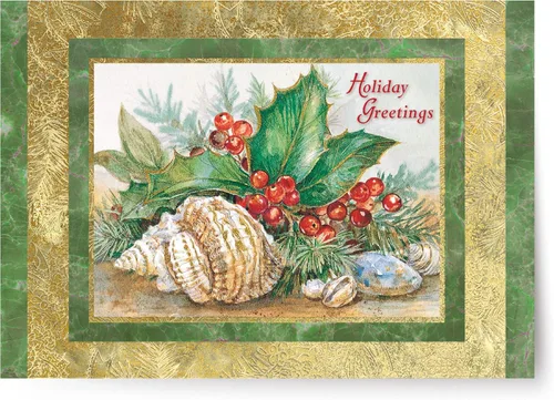 Miniatura 35 de Red Farm Studios Designer Greetings - Tarjetas de Navidad en caja, diseño de hombre de arena de playa con gaviotas