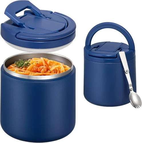 Miniatura 16 de Itslife Termo de sopa aislado al vacío de 14 onzas para comida caliente, recipiente de almuerzo para niños con tapa de hebilla a prueba de fugas