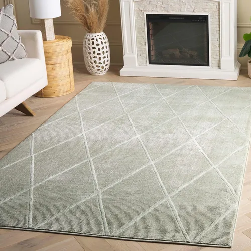 Miniatura 14 de SAFAVIEH Alfombra de área de 8 x 10 pies – Colección Revive – Grande – Gris, patrón de enrejado, no desprende pelusa y fácil limpieza, ideal
