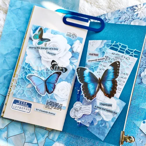 Miniatura 2 de PRSTINCOL 90 hojas de papel de álbum de recortes con tela de malla, paquete de 6 papeles estéticos variados para álbumes de recortes, suministros