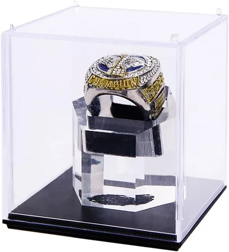 Miniatura 2 de Vitrina de anillo de campeonato con 1 agujero de ranura, caja de exhibición para anillos de béisbol, caja para anillos de sóftbol, estuche