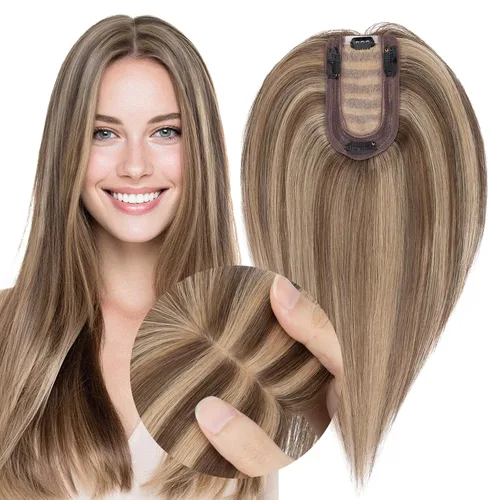 Miniatura 15 de MY-LADY Extensiones de cabello humano para mujeres con base de seda y clip de encaje, 150% de densidad, cabello humano real, 7 * 13 cm, lacio, 6