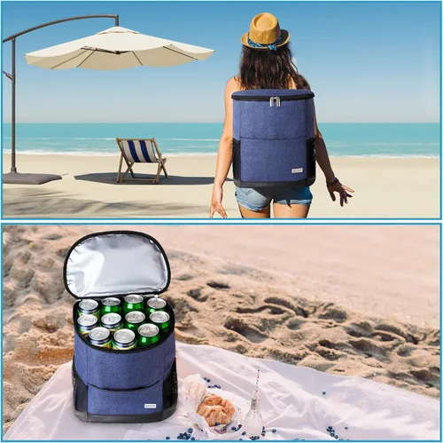 Miniatura 6 de Mochila Nevera Aislada para Exteriores - Mochila Nevera a Prueba de Fugas 30 Latas, Bolsa Nevera Impermeable Ligera para Retención de Calor/Frío