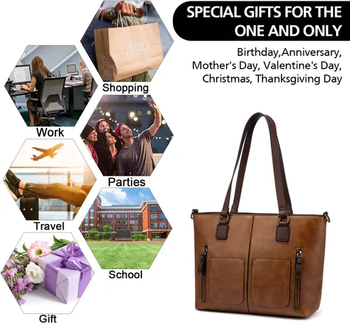 Miniatura 8 de LOVEVOOK Bolso de mano para mujer, bolso grande de hombro, bolsas de trabajo de cuero con múltiples bolsillos, bolso de diseño Hobo