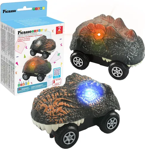 Miniatura 10 de PicassoTiles Juego de 3 autos de juguete magnéticos con luz LED, altamente detallado, compatible con imán, carreras, pistas de carreras, accesorios