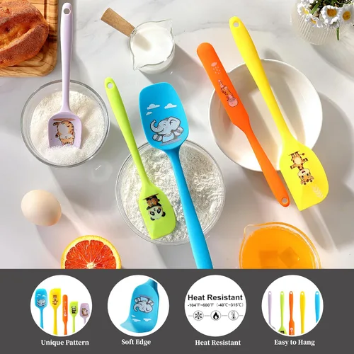 Miniatura 2 de 5 piezas de juego de espátulas de silicona de goma, DQELFA espátulas resistentes al calor de grado alimenticio para uso en la cocina, para cocinar