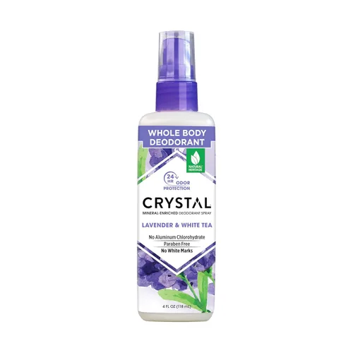 Crystal Essence Desodorante mineral Body Spray Lavendar & White Tea, desodorante para todo el cuerpo, 4 onzas