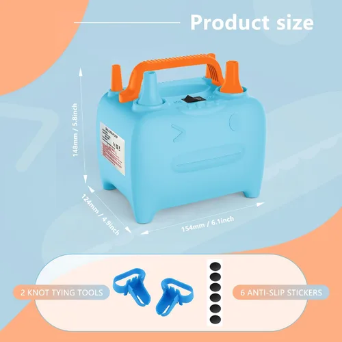 Miniatura 6 de OWill Balloon Pump Electric, Balloon Inflator Electric Air Pump, Portable Dual Nozzle Balloons Air Pump Electric 600W Blow Machine for Party