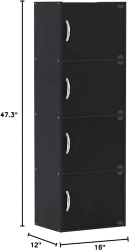 Miniatura 3 de Hodedah Import - Estante con 4 compartimientos., Material Reciclado, Negro