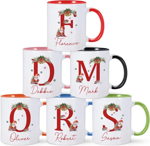 Miniatura 11 de Taza de Navidad personalizada para niños, taza de café con nombre personalizado de muñeco de nieve para niñas y niños, taza de chocolate caliente