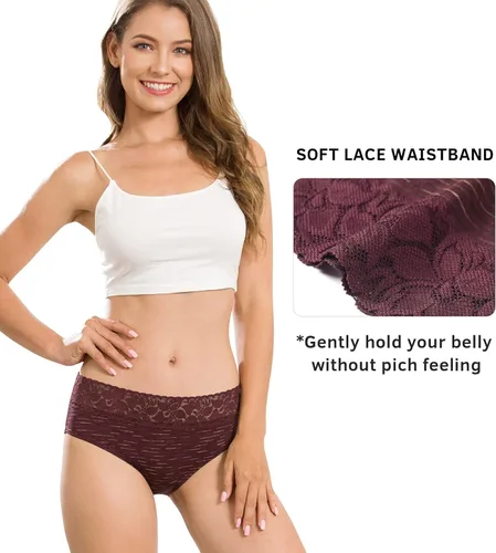 Miniatura 3 de Altheanray Ropa interior de algodón para mujer, calzones de bikini de encaje para mujer, ropa interior hipster elástica