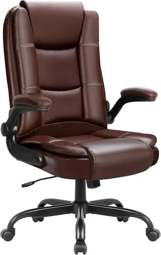 Miniatura 8 de OFIKA Silla de escritorio de oficina de cuero, silla de oficina ergonómica con soporte lumbar, silla de computadora, silla ejecutiva de cuero