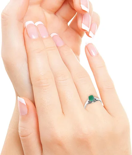 Miniatura 2 de Galaxy Gold GG Anillo de oro blanco sólido de 14 quilates con diamante esmeralda de 1,26 quilates