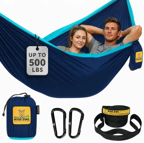 Miniatura 13 de Wise Owl Outfitters Hamaca de camping – Hamaca portátil de 500 libras con correas de árbol – viajes, mochileros, senderismo, equipo de campamento al