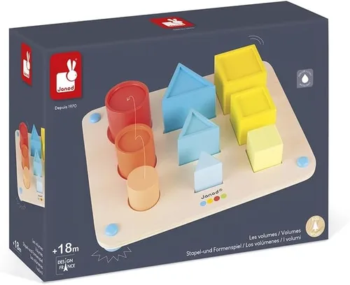 Miniatura 3 de Janod Essential - Juego de rompecabezas de volúmenes de madera - 18+ meses - 5 años - J05062