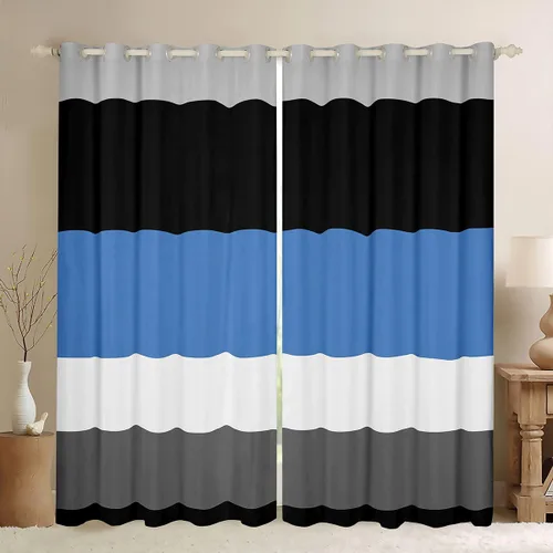 Miniatura 15 de Cortinas opacas de 38 pulgadas de ancho x 45 pulgadas de largo, cortinas opacas de triángulo geométrico naranja, negro, gris claro, cortinas