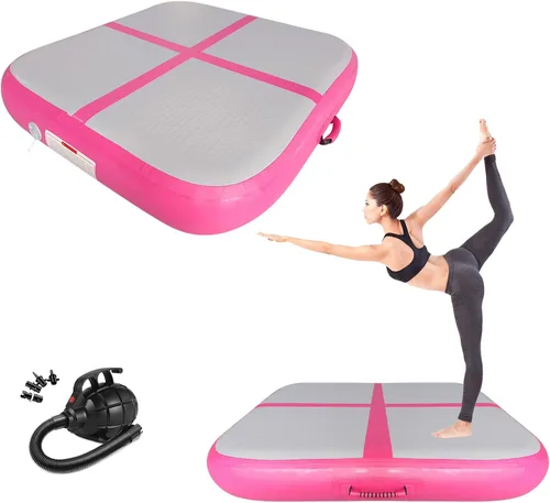Miniatura 10 de Colchoneta inflable para gimnasia con bomba de aire eléctrica, pista de gimnasia para uso doméstico, entrenamiento, animadoras, niños, gimnasio, yoga