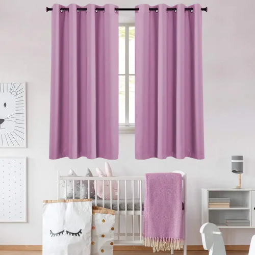 Miniatura 10 de KEQIAOSUOCAI Cortinas rosa bebé de 63 pulgadas para habitación de niñas - Con aislamiento térmico que oscurece la habitación, cortinas de ventana