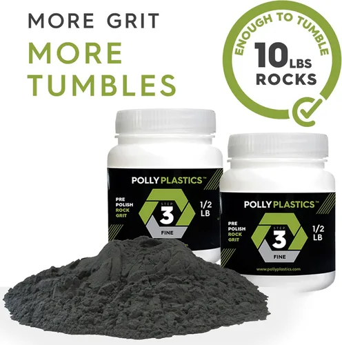 Miniatura 3 de Polly Plastics Rock Tumbler - Recambio de grano medio, grano de carburo de silicio 500 prepulido, etapa 3 para piedras de rodar (paquete de 2)