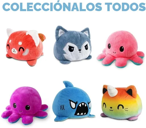 Miniatura 3 de TeeTurtle - El peluche original reversible de pulpo - Azul feliz + azul claro triste - Bonitos animales de peluche sensoriales fidget que muestran