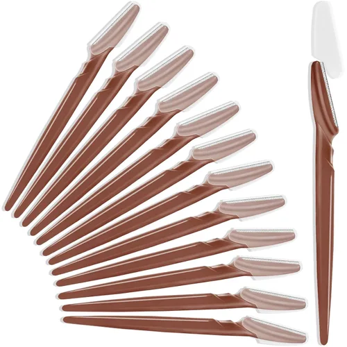 Miniatura 14 de HFATMOS 12 maquinillas de afeitar para cejas, multiusos, herramientas exfoliantes de dermaplaning, afeitadora de cejas con cubierta protectora