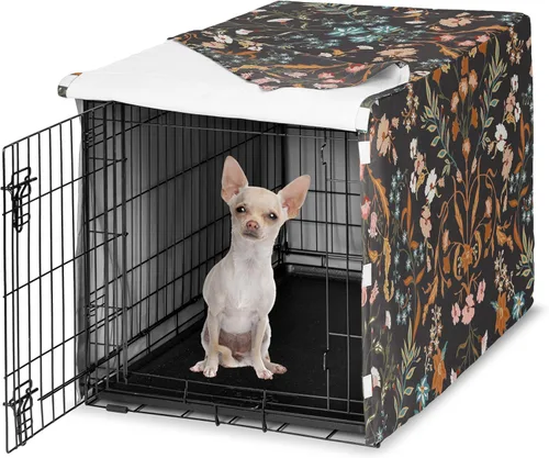 Miniatura 29 de Sweet Jojo Designs Cubierta para jaula de perro de 36 pulgadas (Boho Floral Rosa/Gris) para niñas, cubierta para perrera
