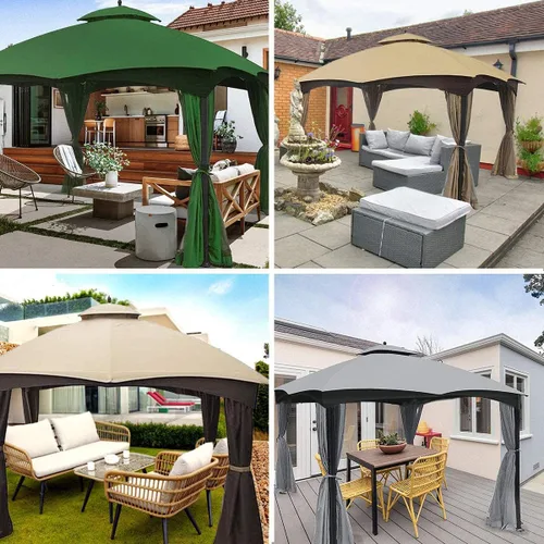 Miniatura 6 de ontheway Toldo de repuesto para cenador Lowe's Allen Roth de 10 x 12 pies #GF-12S004B-1 (verde)