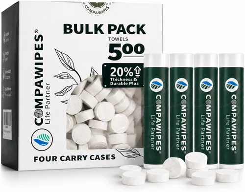 500 toallas comprimidas – Toallas desechables de viaje, papel higiénico comprimido para senderismo, toallitas silvestres, papel higiénico compacto,