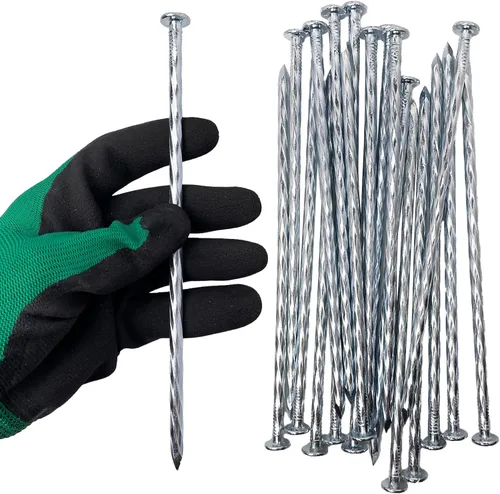 Miniatura 9 de Estacas de Césped Artificial Galvanizadas en Espiral Picos de Paisaje de 6 Pulgadas Estacas de Tela Barrera contra Malezas para Borde de Adoquines