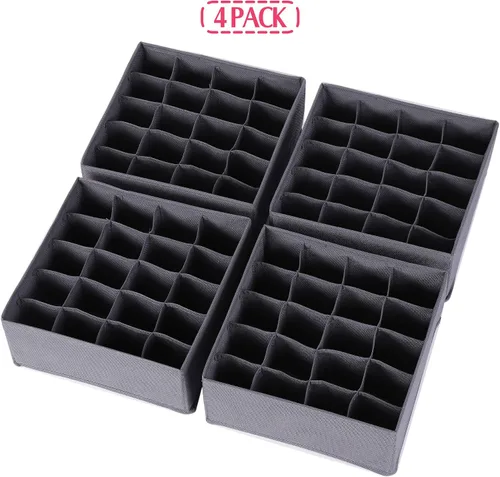 Miniatura 7 de DIOMMELL Paquete de 4 cajas de almacenamiento de tela plegables para armario, aparador, cajón, cestas de tela, contenedores divisores para ropa