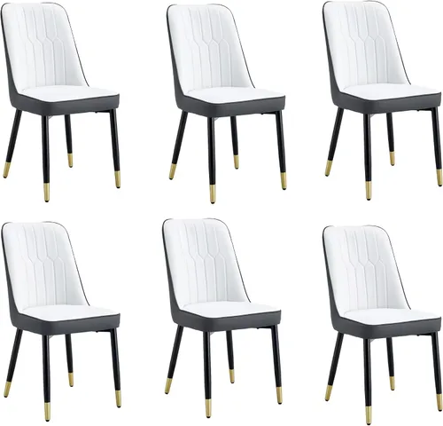 Miniatura 19 de Juego de 4 sillas de comedor modernas, juego de sillas de cocina de piel sintética, asiento tapizado acolchado grueso, sillas laterales negras sin