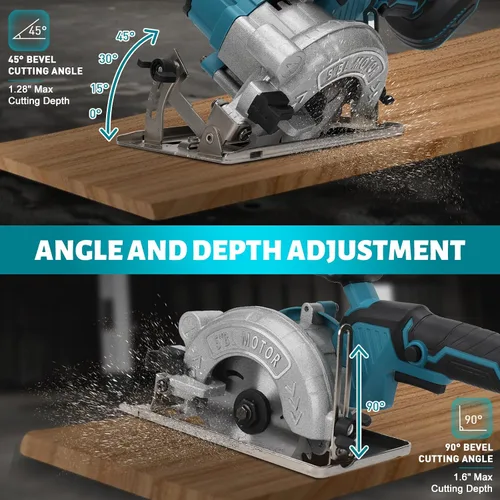 Miniatura 3 de Sierra circular inalámbrica de 5 pulgadas para batería Makita de 18 V (sin batería), sierra de madera eléctrica con motor sin escobillas, bisel
