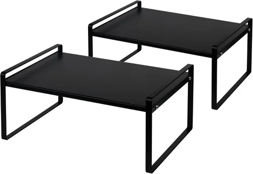 Miniatura 11 de Nxconsu Paquete de 2 estantes apilables para gabinete, organizador elevador para armario de cocina, despensa, encimera, organización del hogar