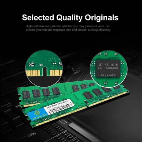 Miniatura 2 de Rasalas DDR2 4 GB Kit (2 x 2 GB) PC2-5300 667MHz RAM - PC2-5300U Udimm 2RX8 1.8V CL5 240 pines no ECC memoria de computadora de escritorio sin búfer
